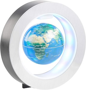 infactory Schwebender Globus: Freischwebender 10-cm-Globus in Magnet-Ring mit bunter LED-Beleuchtung (Schwebende Weltkugel, Schwebende Erdkugel, Magnetischer Lichter)  - Jetzt bei Amazon kaufen*