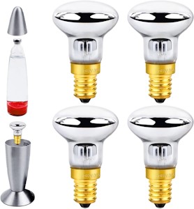 Mitening 4 Stück Lavalampe Glühbirne, 30W E14 R39 Lavalampe Reflektorlampe, Ersatzbirnen für Lavalampen, Glitzerlampen, Warmweiß [Energieklasse G]