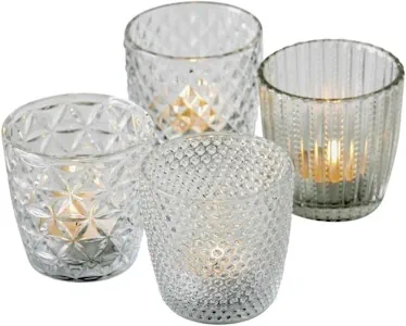 Boltze Windlicht Set Marilu 4-teilig (Transparent, Deko-Gläser für Kerzen/Teelichter, Kerzenständer ø 8 cm, Verschiedene Muster, Form rund, Teelichthalter) 1014419, Normal