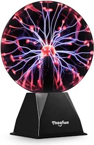 Theefun 20cm Magische Plasmakugel, Leucht Ball Elektrostatische Kugel Berührungsempfindliche Blitzkugel, Blinkende Pädagogisches Spielzeug Physik Blitzlicht Plasmalampe SphäreLichteffekte, Rot [Energieklasse G]