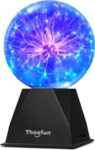 Theefun Plasmakugel, 15cm Magische Leucht Ball, Plasma Ball Ligh, Elektrostatische Kugel Berührungsempfindliche Blitzkuge, Blinkende Physik Blitzlicht Plasmalampe Sphäre Lichteffekte (Blau) [Energieklasse G]