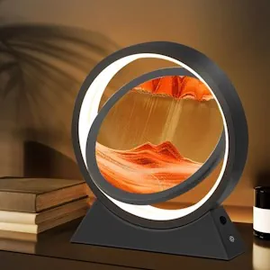 Ulikey Sandbilder Zum Drehen, 3D Dynamische Sandbild mit Led Licht, 10 Zoll Bewegende Sandkunst, Fließende Sandkunst für Erwachsenes Kinder, Bewegliches Sandkunstbild Landschaft (Schwarz und gelb)